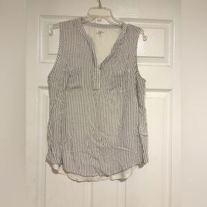 LOFT Black and White Striped Tank Top